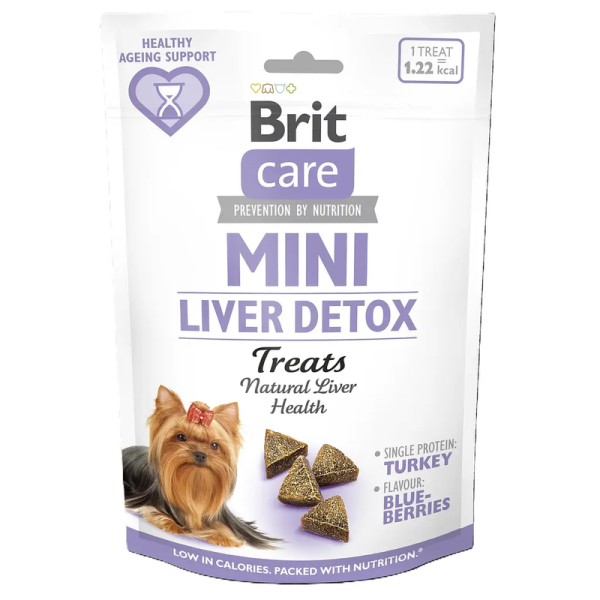 Лакомство Care Brit Mini Liver Detox для собак малых пород для детоксикации печени с индейкой вкус черника