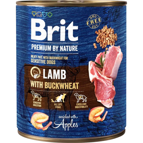 Влажный корм Premium Brit для собак с ягненком и гречкой