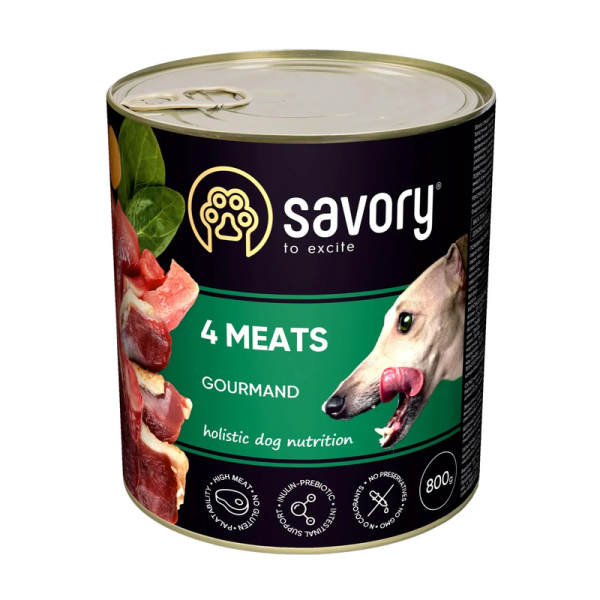Влажный корм Savory Чехия для взрослых собак всех пород с 4 видами мяса