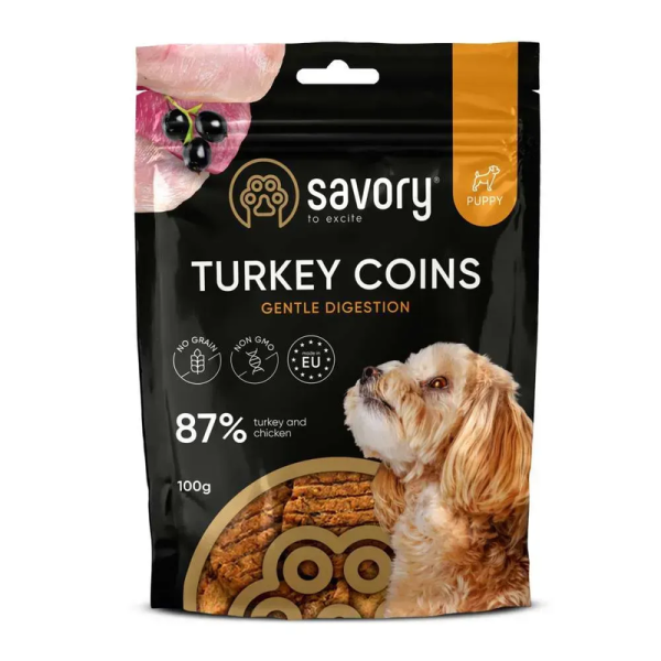 Лакомство Savory Чехия Coins With Turkey монетки для щенков с индейкой