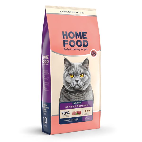 Сухой корм Home Food Украина для кошек британских и шотландских пород с индейкой и уткой