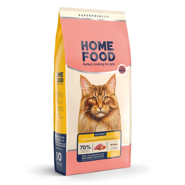 Сухой корм Home Food Украина для стерилизованных кошек больших пород с телятиной, лососем и вялеными томатами