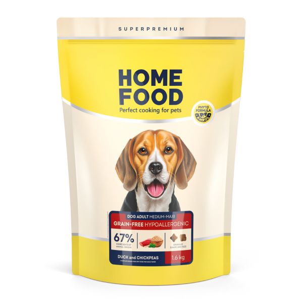 Сухий корм Home Food Україна беззерновий гіпоалергенний для собак середніх та великих порід з качкою та нутом