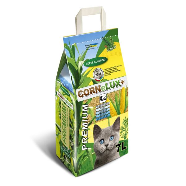 Наповнювач для лотків Кукурудзяний Comfy Україна Cornelux з ароматом лісової свіжості