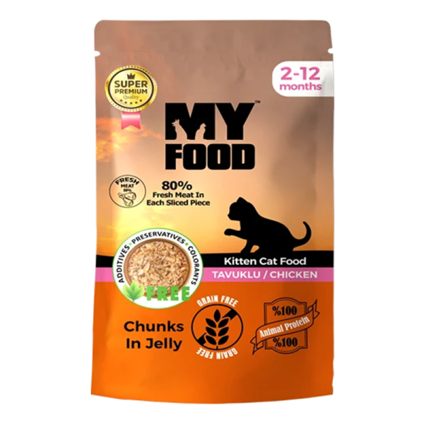 Вологий корм My Food Туреччина для кошенят шматочки курки в желе
