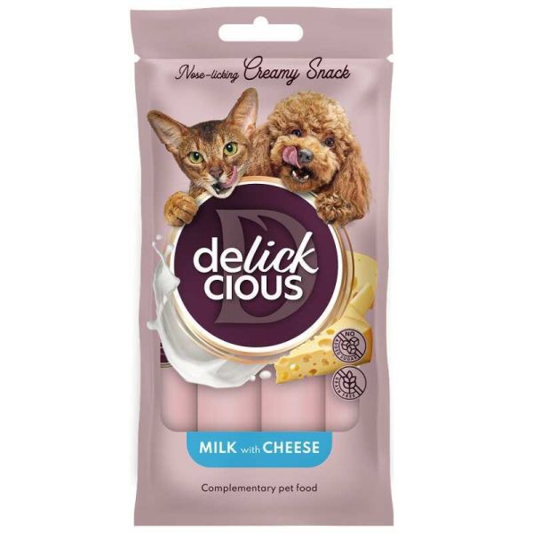 Ласощі Delickcious для дорослих собак і котів з молоком та сиром