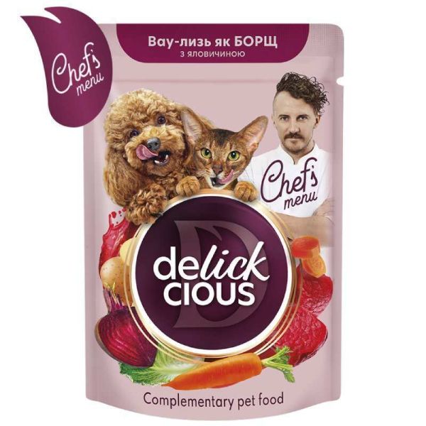 Вологий корм Delickcious Борщ з яловичиною для дорослих котів