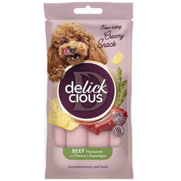 Ласощі Delickcious для дорослих собак з яловичиною, сиром та спаржею для собак