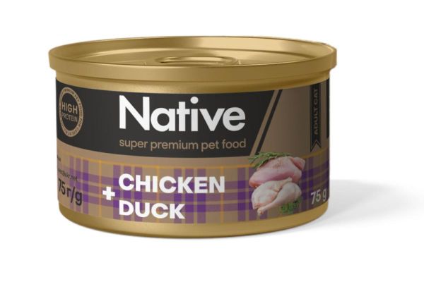 Вологий корм Native для котів з куркою і качкою