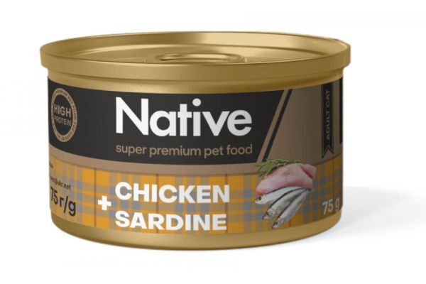 Вологий корм Native для котів з куркою і сардиною