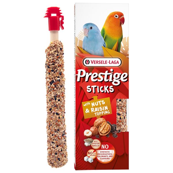 Ласощі Versele-Laga Бельгія Prestige Sticks Small Parrot Nuts & Raisin topping для хвилястих папуг з горіхами та родзинками