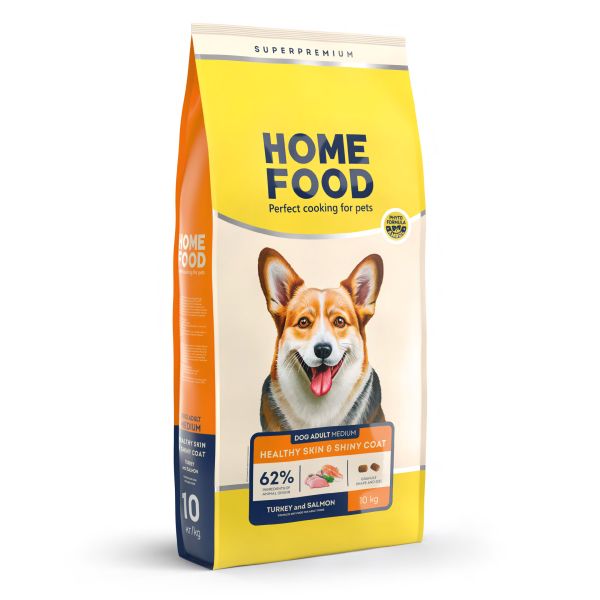 Сухой корм Home Food Украина для собак средних пород для здоровья кожи и шерсти с индейкой и лососем