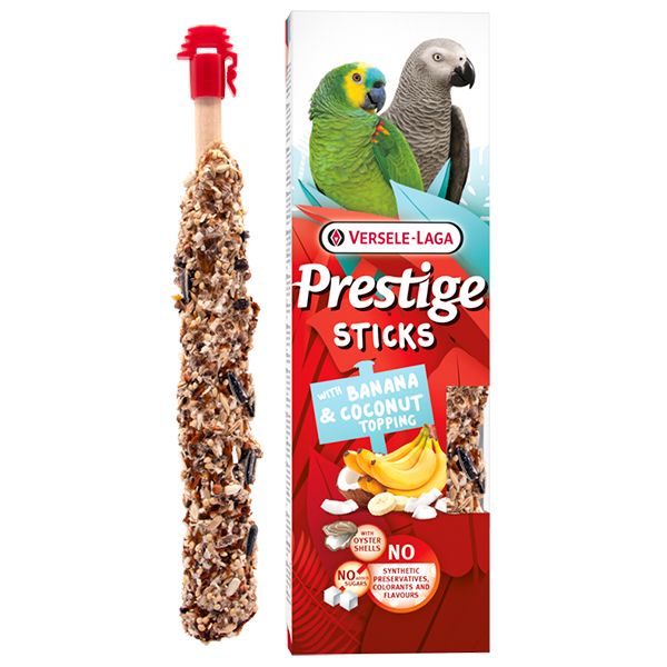Ласощі Versele-Laga Бельгія Prestige Sticks Parrots Banana & Coconut topping для середніх і великих папуг з бананом і кокосом
