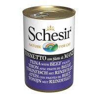 Вологий корм Schesir Італія для котів зі смаком тунця з філе яловичини