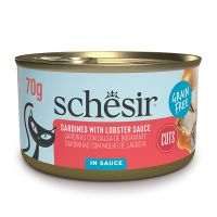 Влажный корм Schesir Италия Sardines натуральные беззерновые консервы для кошек сардина с лобстером в соусе