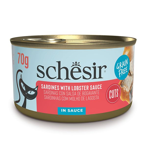 Вологий корм Schesir Італія Sardines натуральні беззернові консерви для котів сардина з лобстером в соусі