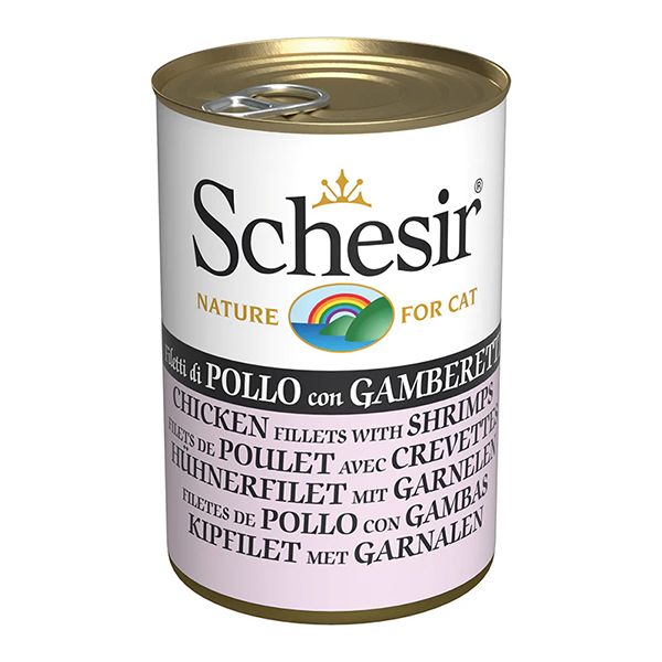 Вологий корм Schesir Італія для котів зі смаком курки з креветками