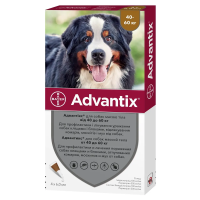 Капли Advantix Bayer Германия для профилактики и лечения поражений клещами и блохами собак весом 40-60 кг