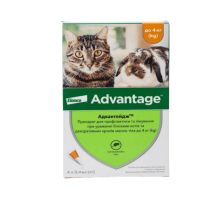 Краплі Advantage Bayer Німеччина проти бліх для котів та кроликів до 4 кг
