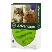 Капли Advantage Bayer Германия против блох для кошек и кроликов 4-8 кг