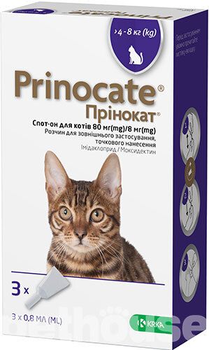 Краплі Prinocate проти бліх для котів  4-8 кг