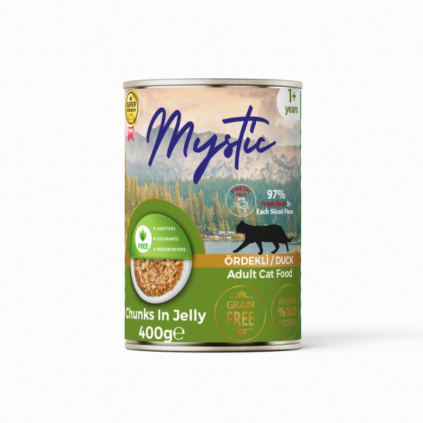 Вологий корм Mystic Туреччина для котів шматочки качки в желе