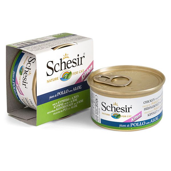 Вологий корм Schesir Італія для кошенят Курка з Алое