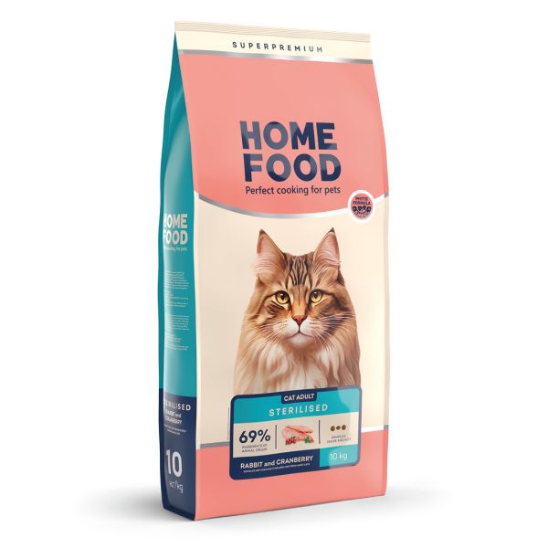Сухой корм Home Food Украина для кастрированных/стерилизованных кошек с кроликом и клюквой