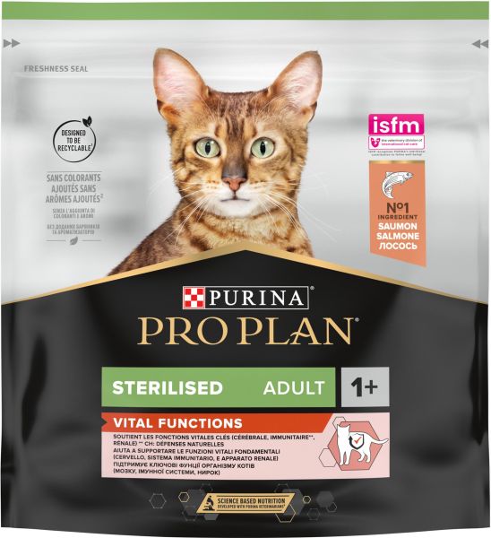 Сухой корм Pro Plan Purina Франция Sterilised для стерилизованных кошек с лососем