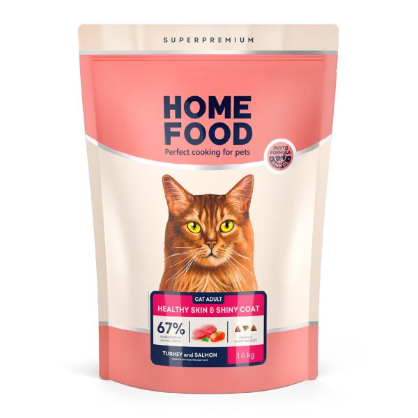 Сухий корм Home Food Україна для котів для здоровя шкіра та шерсті з індичкою та лососем