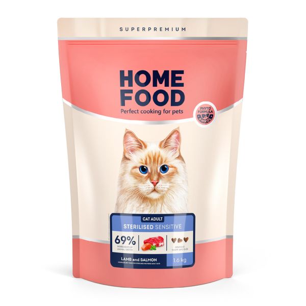 Сухий корм Home Food Україна для котів з чутливим травленням з ягнятиною та лососем