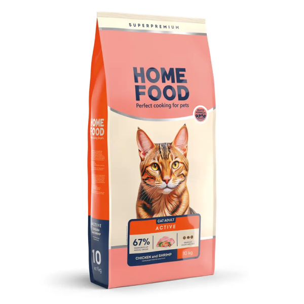 Сухой корм Home Food Украина для активных кошек с курицей и креветкой
