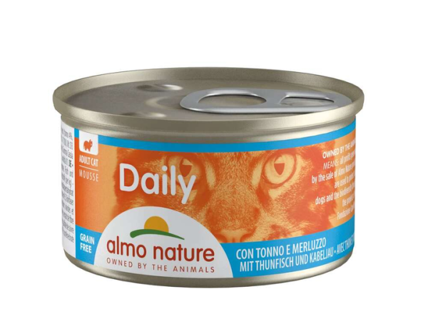 Влажный корм Almo Nature Италия Daily Cat для кошек, мусс со вкусом тунца и щепы