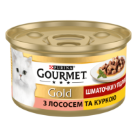 Вологий корм Gourmet Угорщина для котів шматочки у підливці з лососем та куркою