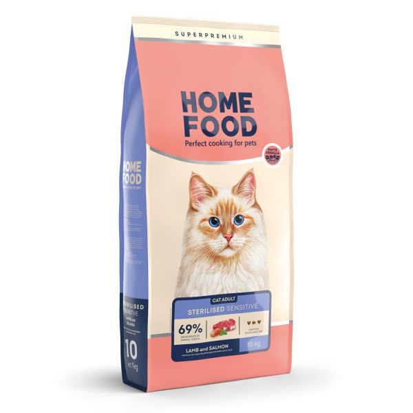 Сухой корм Home Food Украина для кошек с чувствительным пищеварением с ягнятиной и лососем