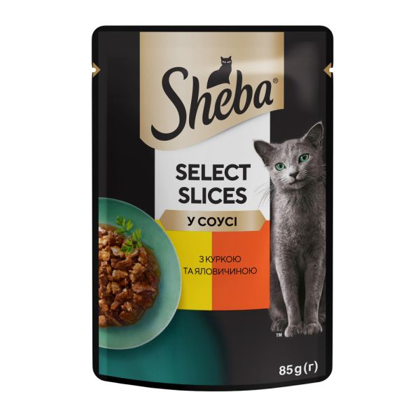 Вологий корм Sheba Литва для котів з куркою та яловичиною в соусі