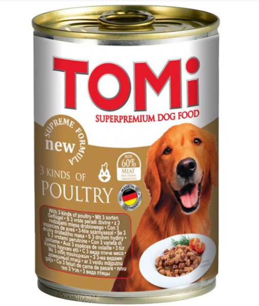 Влажный корм Tomi Германия для собак с тремя видами птицы