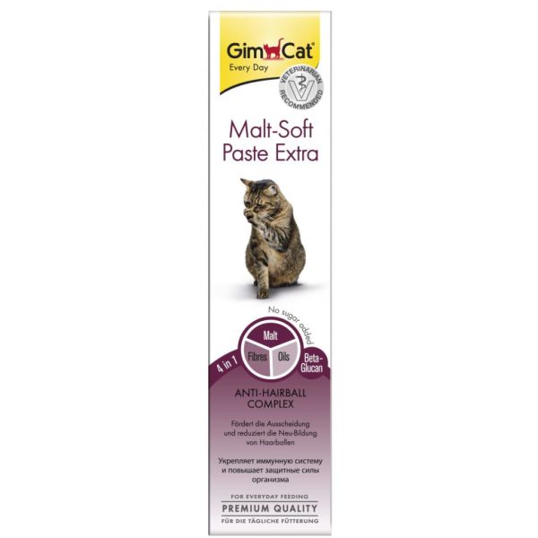 GimCat Германия Витамины Malt-Soft Extra - паста для вывода шерсти из желудка кошек