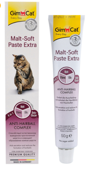 GimCat Германия Витамины Malt-Soft Extra - паста для вывода шерсти из желудка кошек