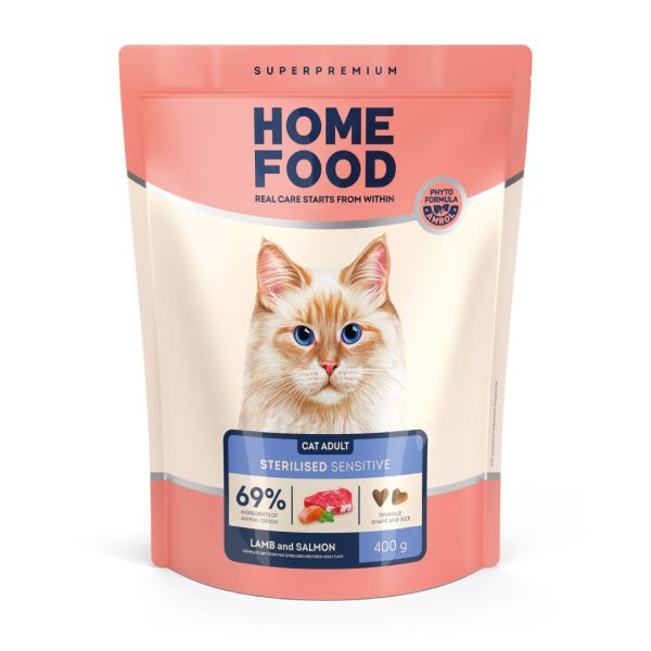 Сухой корм Home Food Украина для кошек с чувствительным пищеварением с ягнятиной и лососем