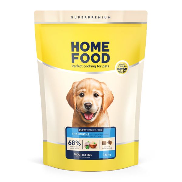 Сухий корм Home Food Україна гіпоалергенний для цуценят середніх та великих порід з фореллю та рисом