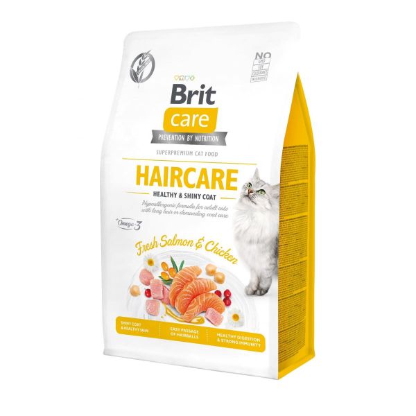 Сухий корм Care Brit Grain Free Haircare Healthy and Shiny Coat для дорослих котів для догляду за шкірою та шерстю з лососем та куркою