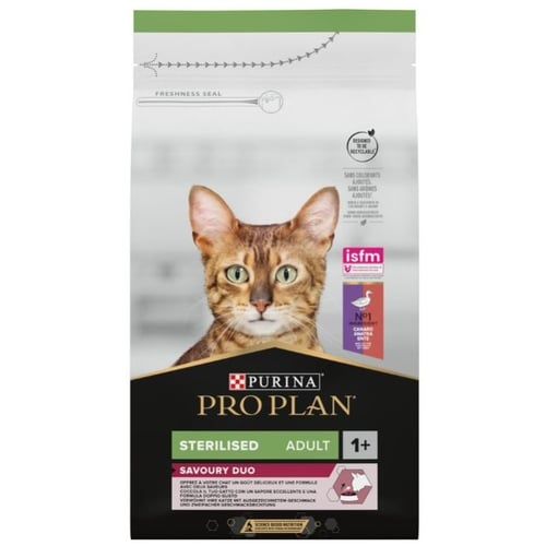 Сухой корм Pro Plan Purina Франция Sterilised Duo для стерилизованных кошек с уткой и печенью