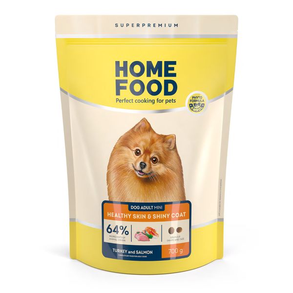 Сухий корм Home Food Україна для собак малих порід для здоровя шкіри та шерсті з індичкою та лососем