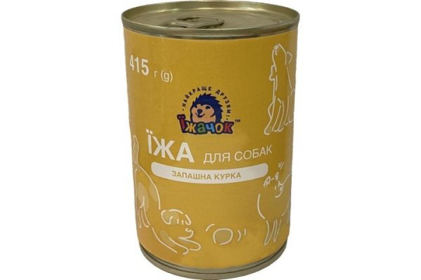 Вологий корм Їжачок Україна для дорослих собак з куркою,