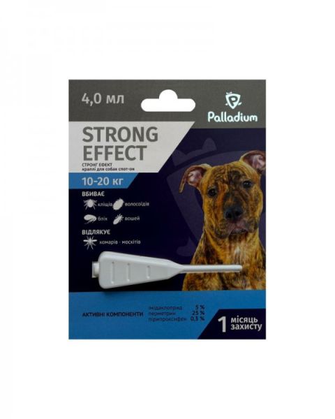 Краплі Strong Effect Palladium Україна від бліх і кліщів для собак від 10 до 20 кг
