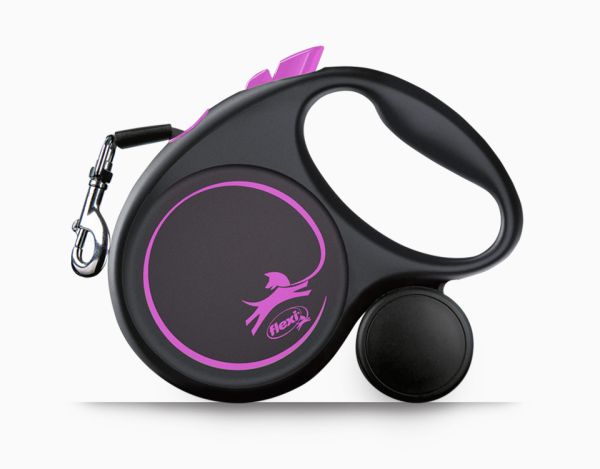 Flexi Германия Поводок-рулетка Black Design, трос, розовый