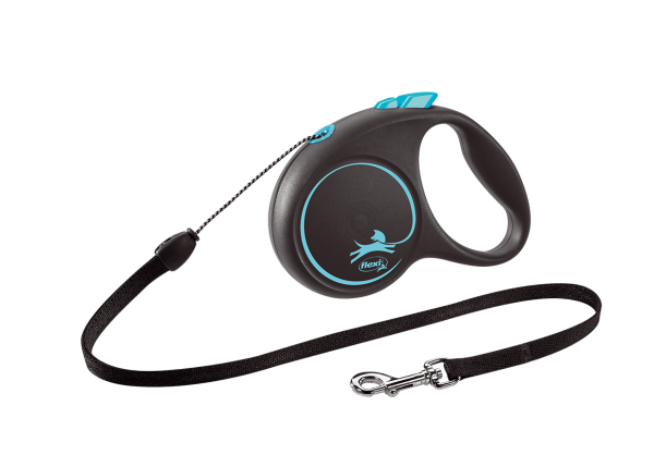 Flexi Німеччина Повідець-рулетка Black Design, трос, блакитний