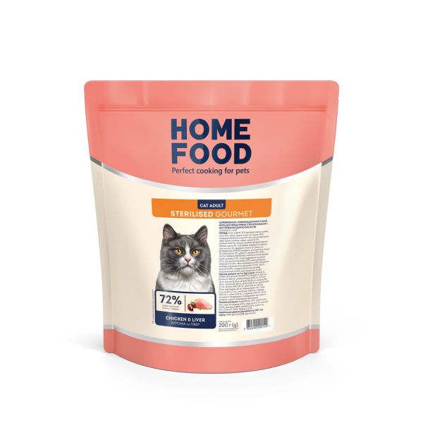Сухий корм Home Food Україна для вибагливих котів з куркою та печінкою