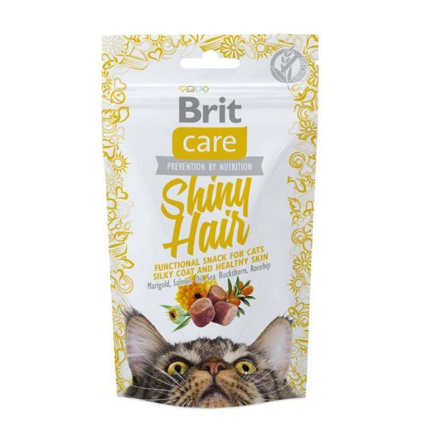 Ласощі Care Brit Shiny Hair для котів для краси і здоров'я шкіри та шерсті з лососем